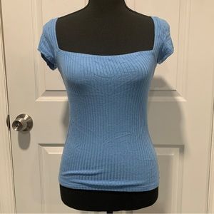 Reformation Bardot Ribbed Knit Top